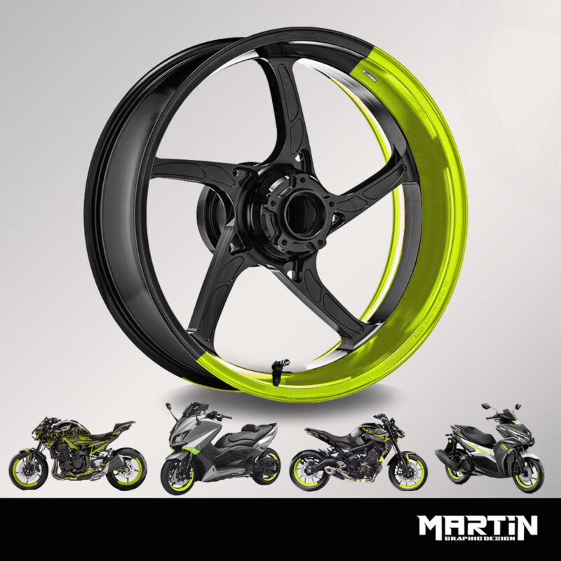 Adesivi FLUO Cerchi Bicolore UNIVERSALI. stradali, naked, scooter, rally, ecc